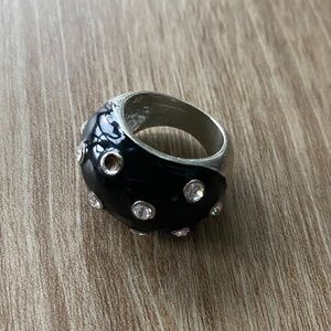 Chic Black and Silver Ring with Sparkling Accents